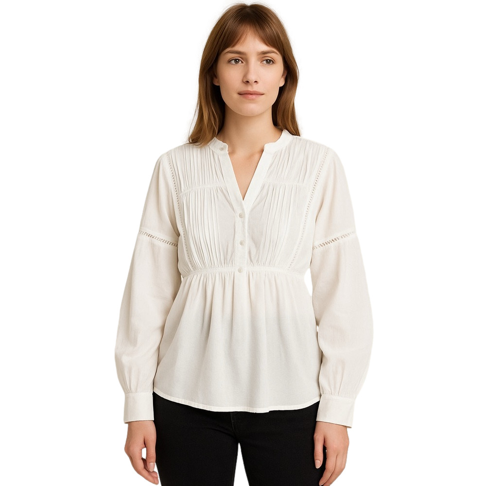 HARSHMAN Elara Popover Tunic Blouse Elegant 100% Cotton White Lightweight